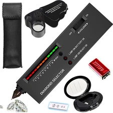 Yhkj High Accuracy Diamond Tester+30X60X Illuminated Jewelry Eye Loupe Mini Led