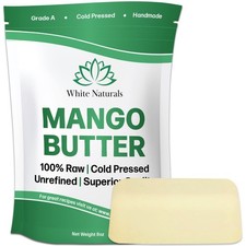 White Naturals Unrefined Mango Butter 8 oz Raw, Natural, Pure, Grade A Moisturiz