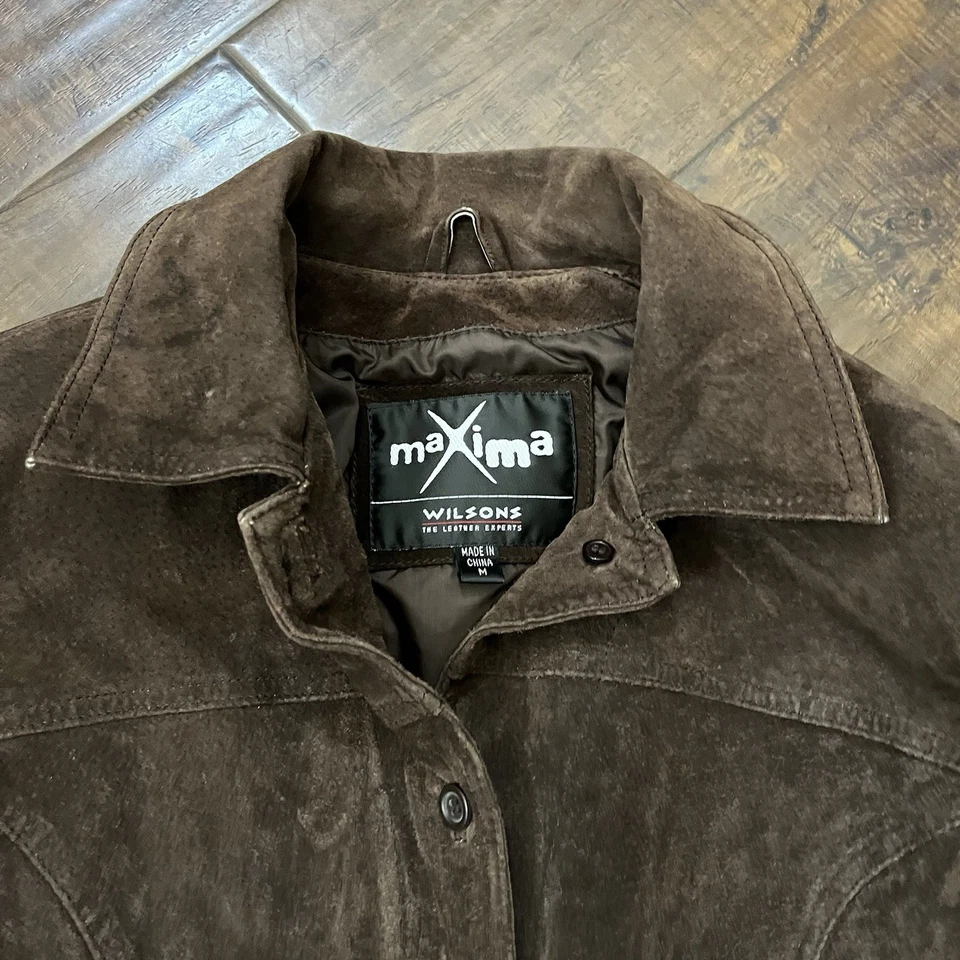 Jaqueta Wilson Couro Maxima Feminina Camurça Marrom Médio Casaco Vintage Boho Anos 90 Ano Novo - Imagem 3 de 4