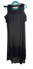3X Black Lace Crochet Cold Shoulder Long Maxi Dress Round Neck