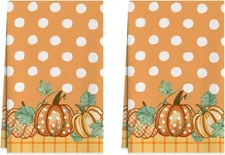 XCHI Fall Pumpkin Orange Plaid Dish Towels 18x26 Inch Hand 18”x26“, Colored 