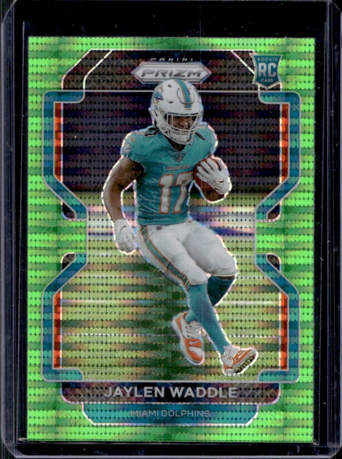 2021 Prizm Jaylen Waddle RC Neon Green Pulsar Rookie #338 Dolphins