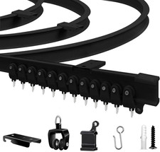 Flexible Bendable Ceiling Curtain Track, 9.8 Ft 3 M , Black  PVC, Stainless St