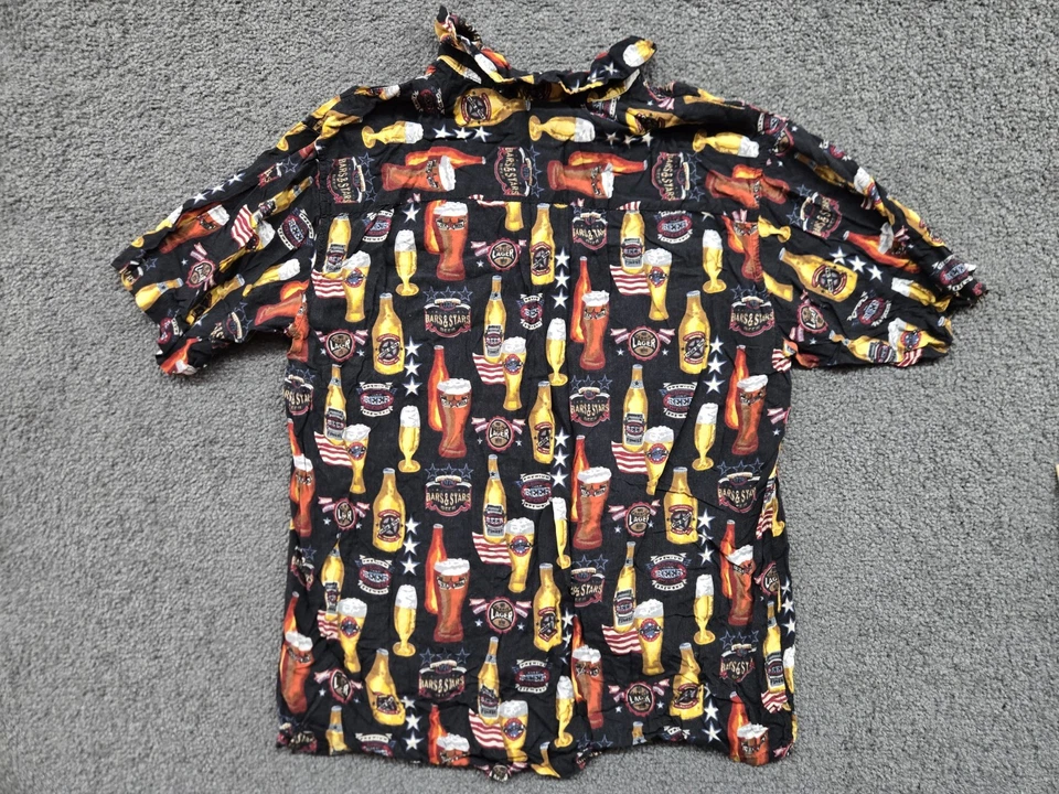 Vintage Hawaiian Shirt Men's Large Beer Tap Lager Short Sleeve Hawaiian Camp 90s - Image 4 of 4