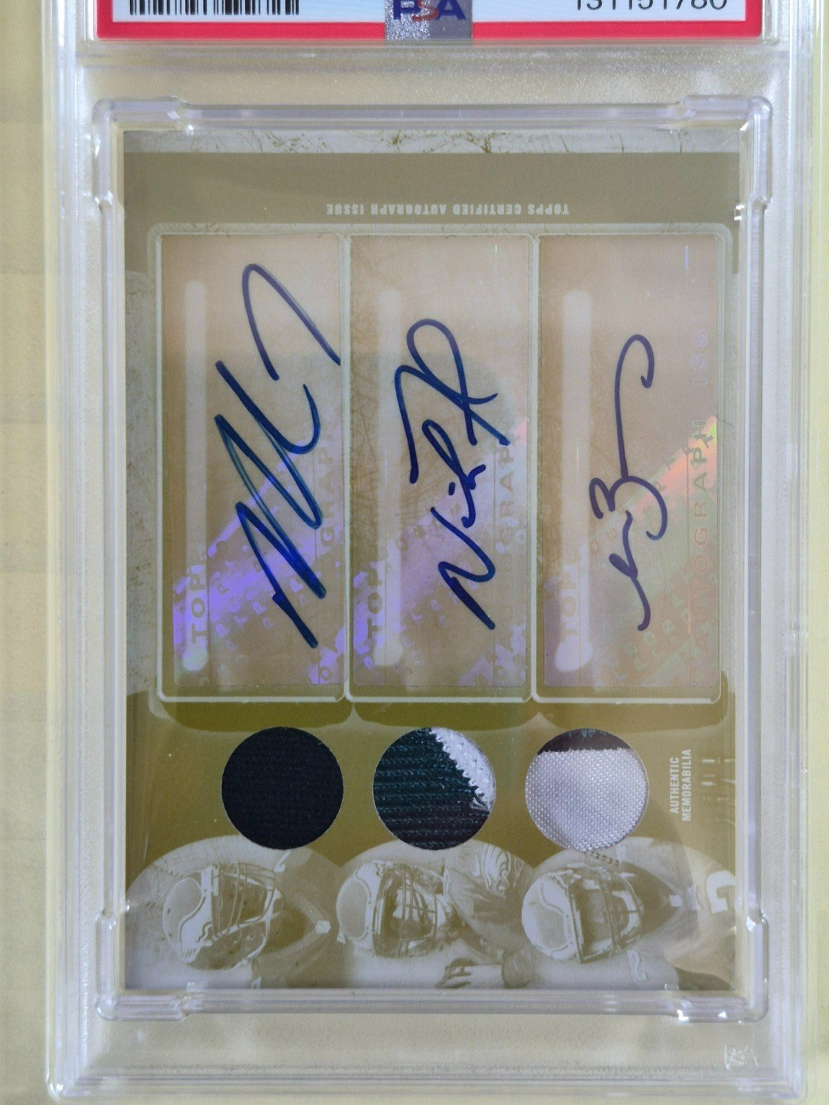 2013 TOPPS VICK FOLES BARKLEY - WHITE WHALE 1/1 TRIPLE AUTO/JERSEY PSA EAGLES QB view 8