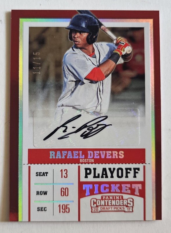2017 Contenders Draft Picks Rafael Devers Playoff Ticket 11/15 autographed #21