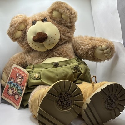Furskins  Boon Furskin  Beekeeper Bear Xavier Roberts Boots Hat Tag 1985