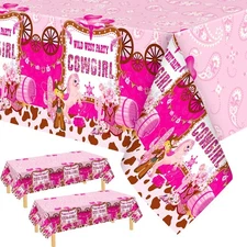 Buryeah 3 Pcs Western Cowboy Cowgirl Tablecloth for Birthday Party Decoration...