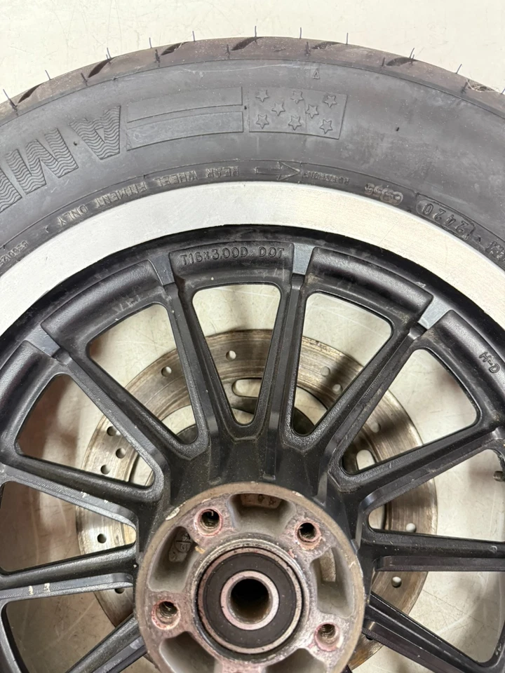 2004 HARLEY SPORTSTER R 16" Rear Wheel Rim Tire 13 Spoke Brake Rotor - Image 3 of 4