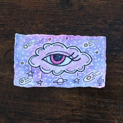 ACEO Watercolor Eye ''Cosmic Knowing'' Seeing Series #14/15 Paintybee 2 x 3.5 in