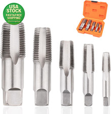 5-Piece NPT Pipe Tap Set Carbon Steel Hand Threading Tool 1-8 to 3-4 Inch