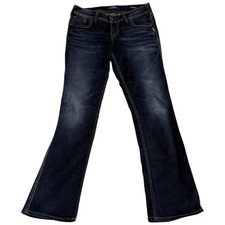 Silver Jeans Co. Distressed Suki Slim Bootcut Jeans Womens 30x31 Blue Mid Rise