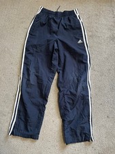 VINTAGE Adidas Pants Boys L 13-14Y Windbreaker Track Nylon Baggy 3-Stripe Y2K