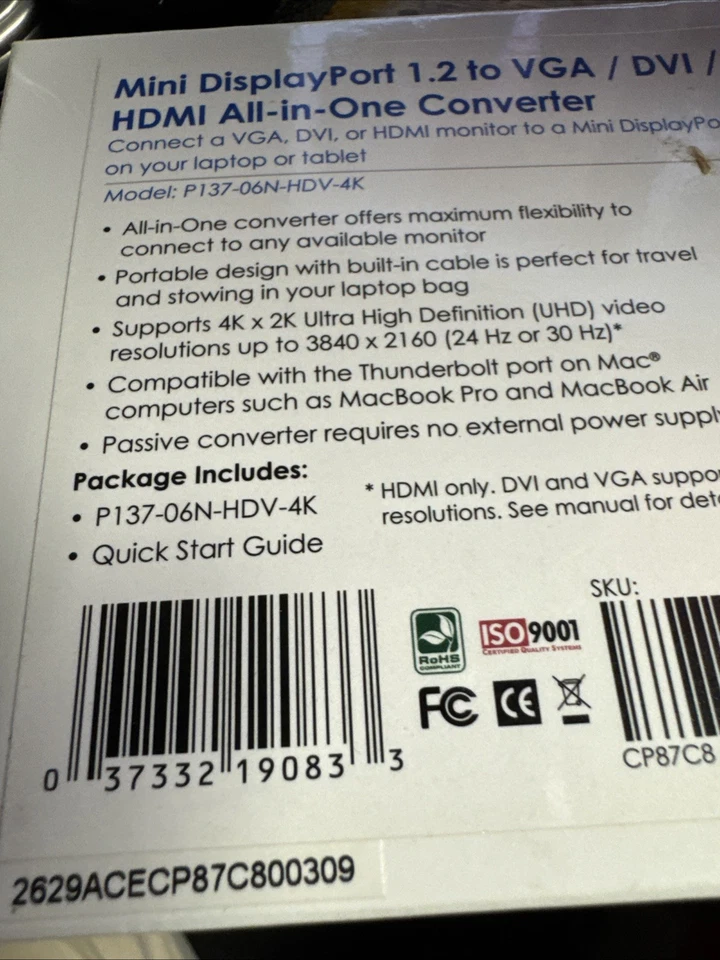 Tripp Lite DisplayPort 1.2 to VGA/DVI/HDMI All-in-One Cable P136-06N-HDV-4K - Image 2 of 2