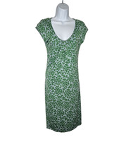 Boden Green Floral Print Cap Sleeve Shift Dress Size 2R 100% Lyocell Summer