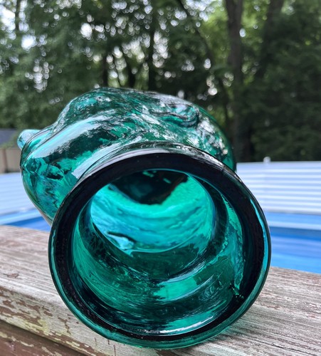 VTG Emerald Green Heavy GLASS HEAD Mannequin Face Hat Wig Display Sculpture 11” - Picture 6 of 10