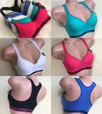 3/6 Lot Women's Sports Bras Yoga Racer Back Mold Cup Bra 6315 Active Gym 32B-42D