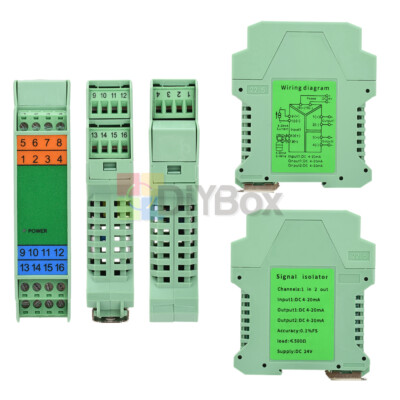 2 IN 2 OUT DC Current Voltage Signal Isolator 4-20mA Analog Signal Transmitter