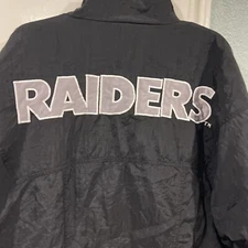 Apex One NFL Oakland Raiders Pullover 3/4 Zip Puffer Jacket Vintage 90s Sz XL