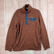 Eddie Bauer Fleece Pullover Sweater Sz Large Tall TL Snap T Outerwear Pocket