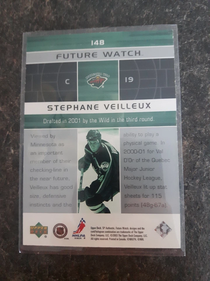 2002-03 Sp Authentic Future Watch Stephane Veilleux 424/900Rookie RC Card# 148 - Image 2 of 2