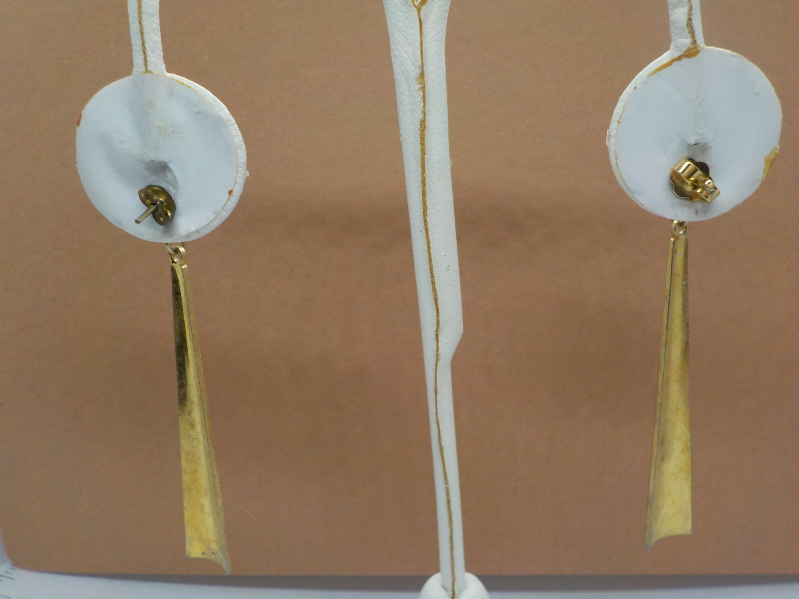 GOLD COLORED DANGLE EARRINGS POST STUD WOMENS ETC… - image 2