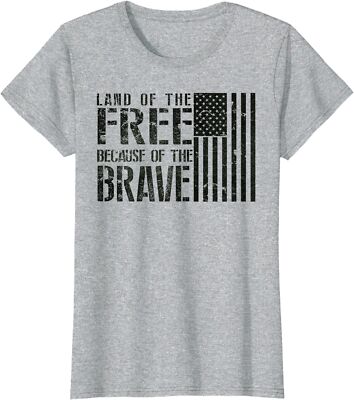 Land Of the Free Because Of The Brave Memorial Day Ladies' Crewneck T ...