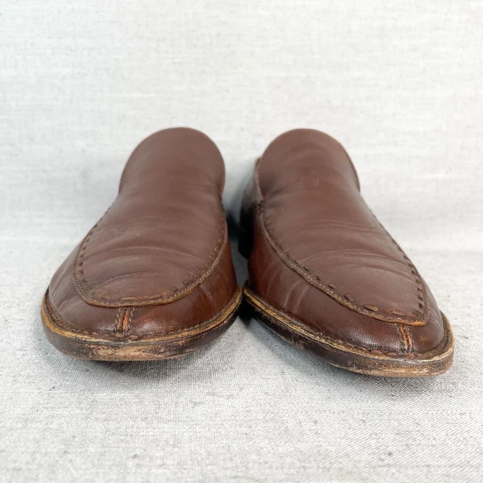 Z Zegna Mens 10D/ 11 Loafers Brown Leather Apron Toe Shoes A0177X Handmade Italy - Image 3 of 4
