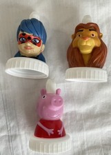 Lot of 3 Disney Good 2 Grow Spill-Proof Bottle Topper Peppa Pig Ladybug Lion Kin