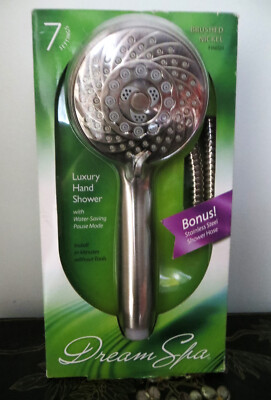Dream Spa Luxury Hand Shower Brushed Nickel Plated Finish 7 setting SS Hose NEW