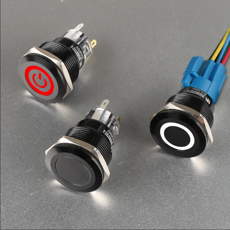22mmBlack Metal Push Button Swich Waterproof Momentary Button Switch Free Socket - Image 3 of 4