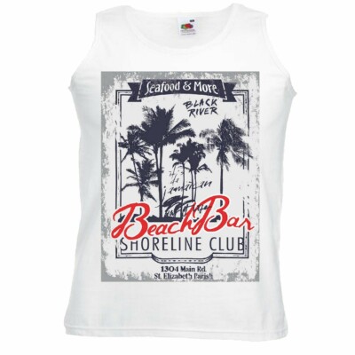 Tank Top SEAFOOD & MORE BEACH BAR BLACK RIVER SURFEN BEACH SURFBRETT LONGBOARD