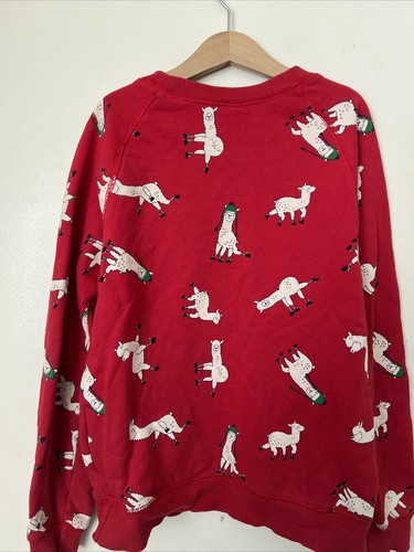 Hanna Andersson 140 10 Christmas Sweatshirt Llama in Green Hat Red - Picture 7 of 7