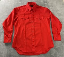 Sears Western Wear Mens Vintage Long Sleeve Pearl Snap Shirt XL 17 - 17.5 Red