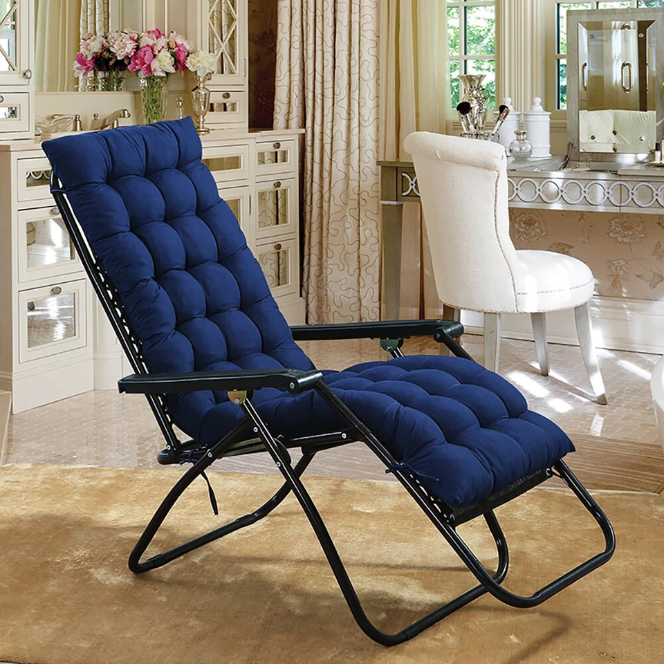 Garden Lounge Chair Cushion Tufted Outdoor Rocking Seat Deck Chaise Pad Recliner - Image 3 of 4