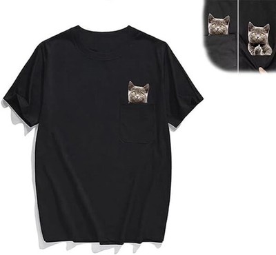 Versteckter Mittelfinger signiert lustig bedrucktes T-Shirt Katze DE