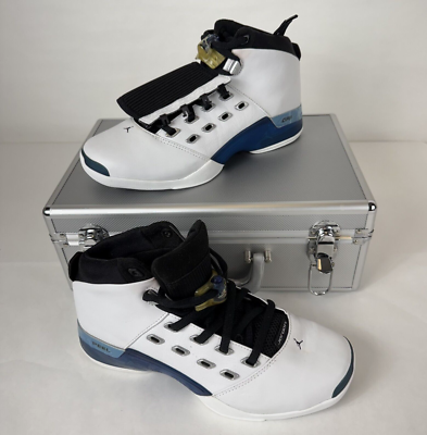Sz 9.5 Air Jordan 17 XVII OG College Blue Wizards Home 2002 w/Case