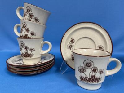 ★Noritake★ティーセット★4種5人用★ 4 1970's Noritake DESERT FLOWERS Stoneware Tan Brown Cups and