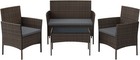 SONGMICS Patio Furniture Set, Outdoor PE Rattan Conversation Sets, Brown and Gra