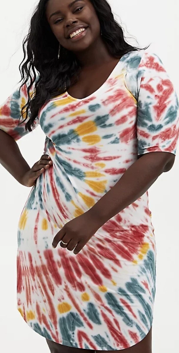 Womens Torrid Super Soft Multi Tie-Dye T-Shirt Dress 0 12 Large NWT