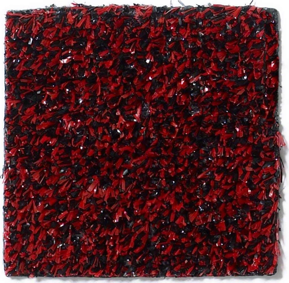 Alfombra rectangular de césped económico Koeckritz - césped artificial exterior rojo y negro Foto 2 de 4