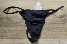 NWT Rare Vintage Victoria's Secret Black Smooth Heart Charm V-String Panties L
