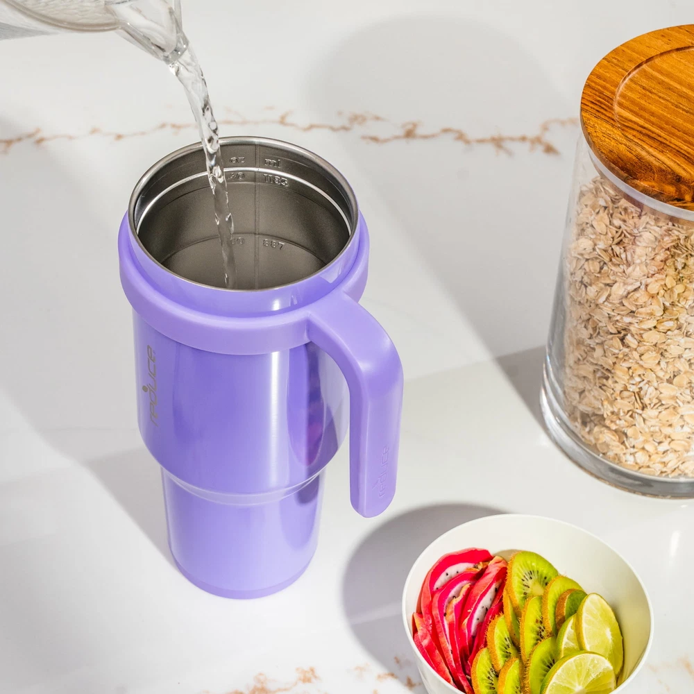 Tumbler - Straw, Lid & Handle. Insulated Stainless Steel 40oz, Wisteria