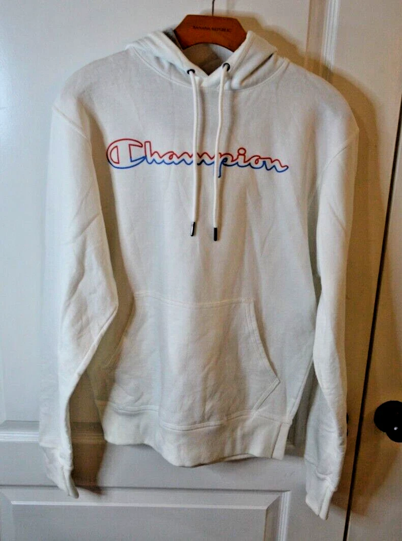 Champion Pullover White Hoodie Adult Size Small Pristine Condition Lined Hood