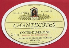 68/06 Etiquette label CÔTES DU RHÔNE, 1978,CHANTECÔTES CAVEAU SteCécile d Vignes