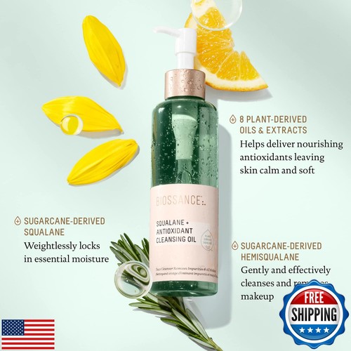 Biossance Squalane + Antioxidant Cleansing Oil. Lightweight Facial Oil Cleans - Picture 3 of 5