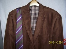 men's sz 44R Ralph Lauren chocolate suede sport coat  Nicholson tie from Italy