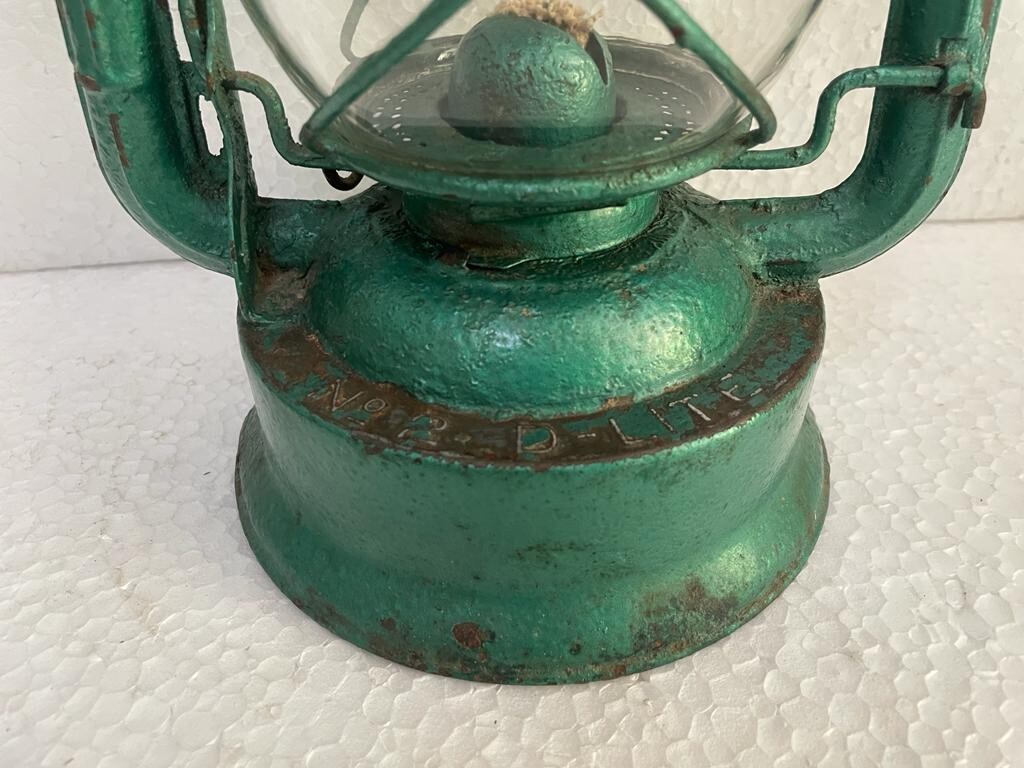 Lampe Lanterne à Kérosène Vintage Dietz Lite N°2 En Fer, Avec Globe Original, États-Unis, D'occasion