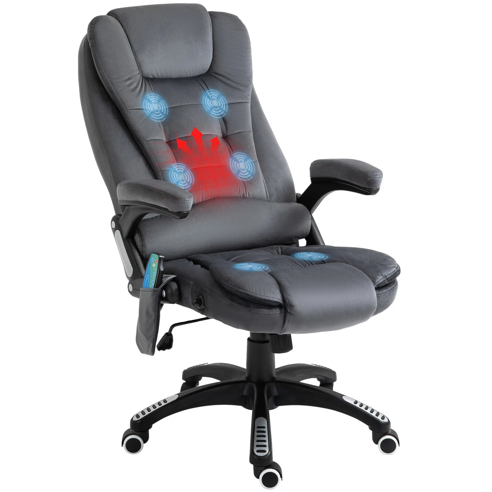 Vinsetto Office Chair with Heating Massage Points Relaxing Reclining - Grey