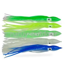 50PCS Luminous Octopus Squid Skirt Glow Soft Lure Hoochies Bait Fishing Lure